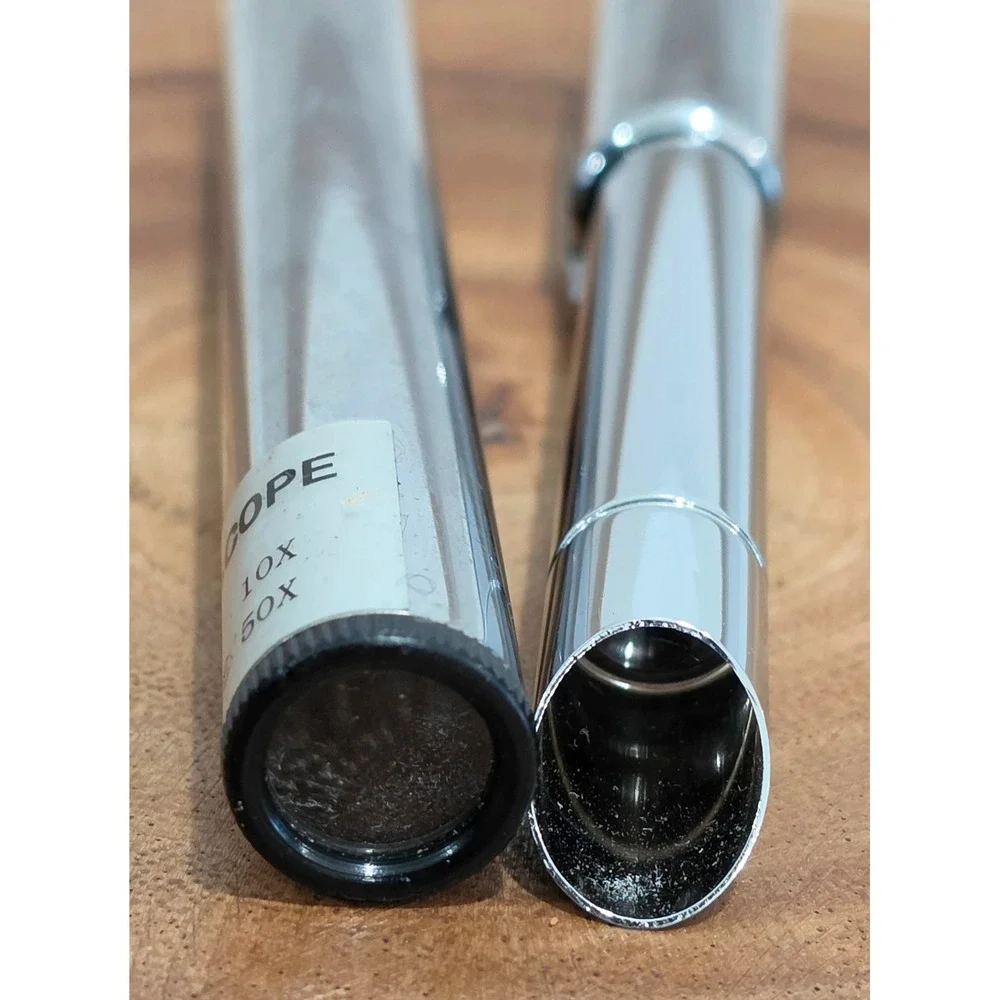 Vintage Style Scope 10x Telescope 50x Microscope Pocket Tool Chrome Silver